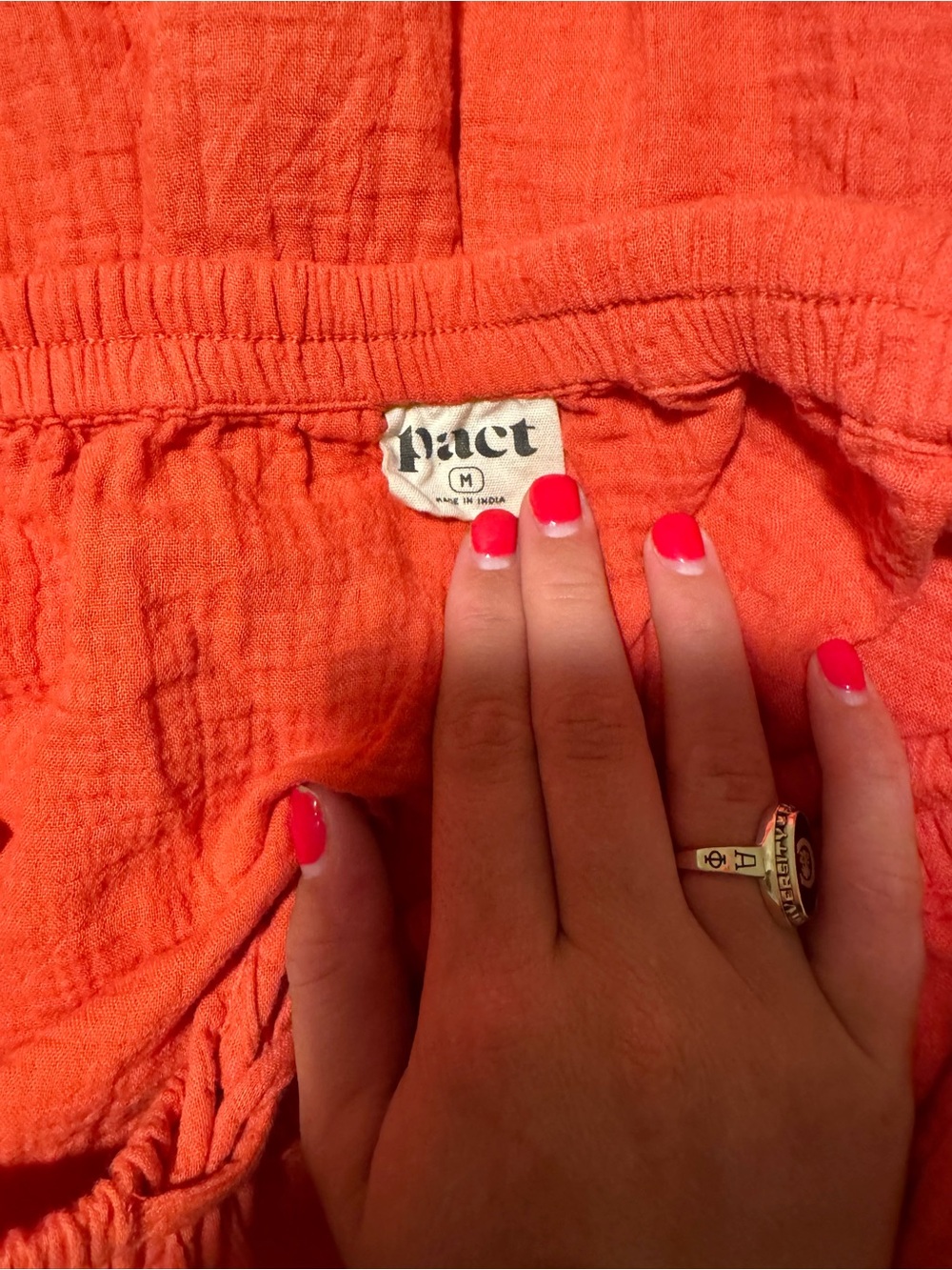PACT Coastal Double Gauze Tiered Maxi Skirt Organic Cotton Kumquat Orange - Picture 3 of 5
